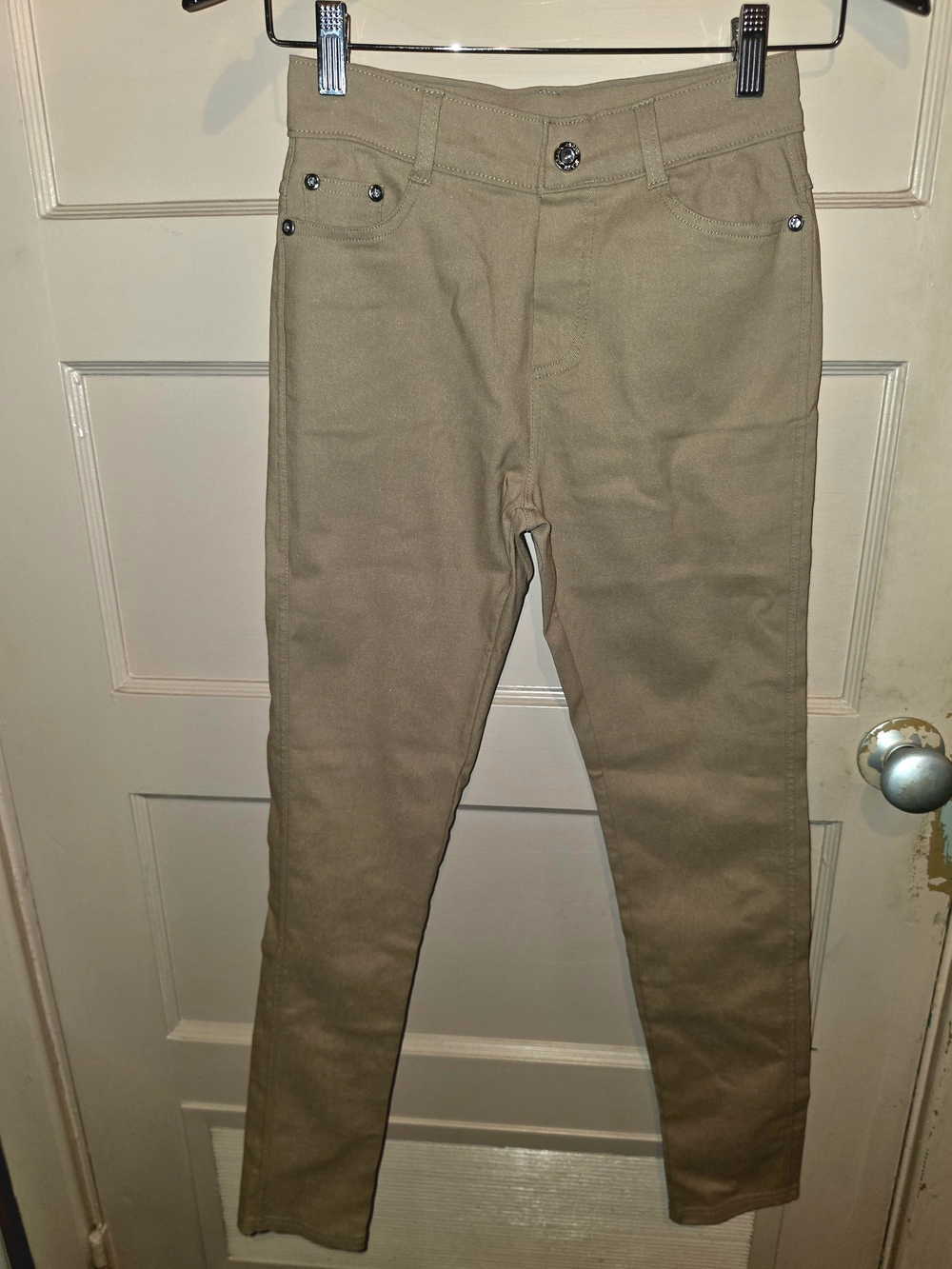 BAE CITY Khaki Skinny Jeans Tan Stretch 5-Pocket School Uniform Pants Size-  S/M